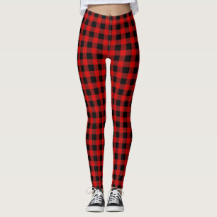 Leggings Carreaux Tartan Rouge Foncé et Noir de Buffalo