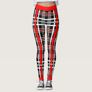 Leggings Carreaux Traditionnels - Rouge Blanc Noir