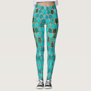 Leggings Carreaux turquoise mosaïque ovale