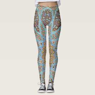 Leggings Carrelage bleu mosaïque Paisley