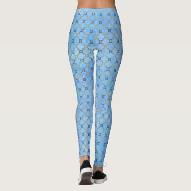 Leggings Carrelage bleu turquoise (Dos)