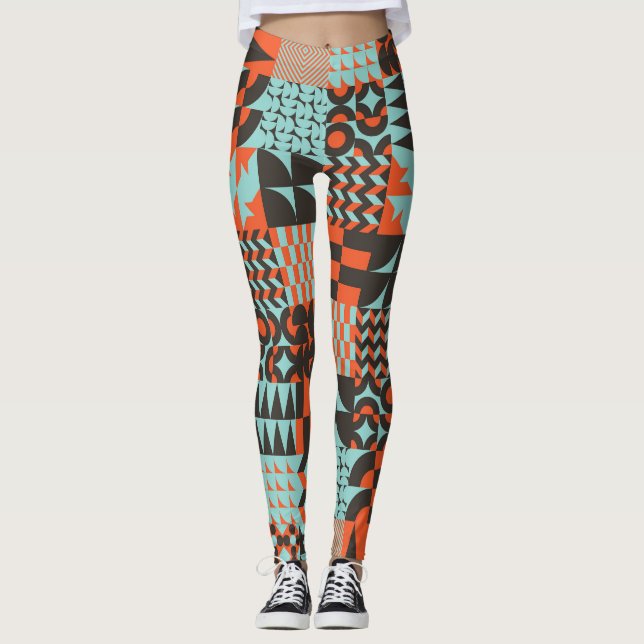 Leggings Carrelage géométrique en mosaïque, motif élégant s (Devant)