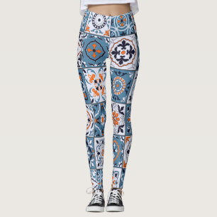 Leggings Carrelage marocain : Vintage Élégance sans Seamles