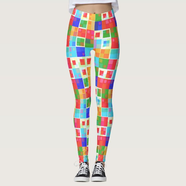 leggings carrés abstraits (Devant)