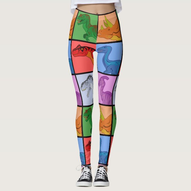 Leggings Carrés dinosaures (Devant)