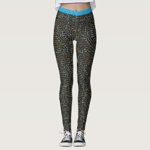 Leggings Carte à circuit imprimé Parties scintillant bleue 