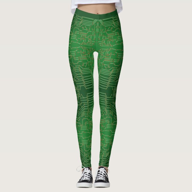 Leggings Carte à circuit imprimé Vert Motif original (Devant)