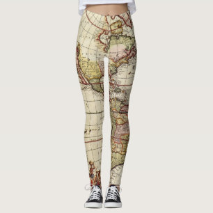 Leggings Carte antique des Amériques par Johannes De Ram