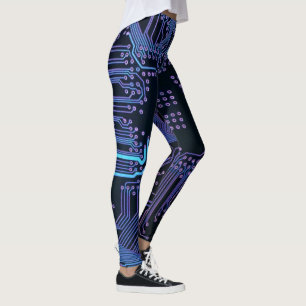 Leggings Carte cool de circuit d'ordinateur bleu