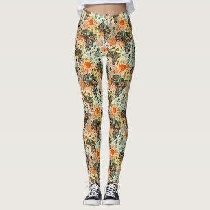 Leggings Carte d'Afrique Éléments Tribaux Décoratifs Motif
