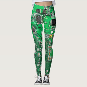 Leggings Carte de circuit Geek d'ordinateur vert