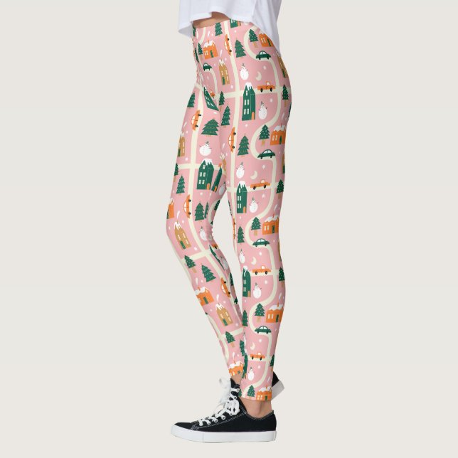 Leggings Carte des vacances de Noël Motif (Gauche)
