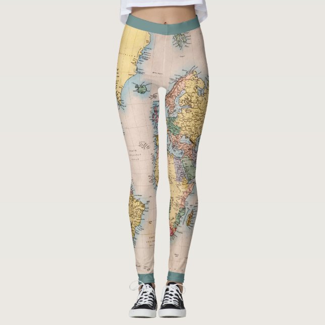 Leggings Carte du monde Atlas Travel Lover's (Devant)