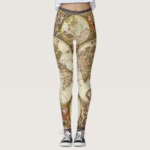 Leggings Carte du Vieux Monde antique par Frederick de Wit,