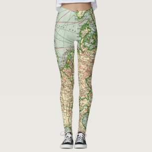 Leggings Carte Europe vintage