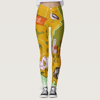 Leggings Carte illustrée de la Louisiane : faits saillants 