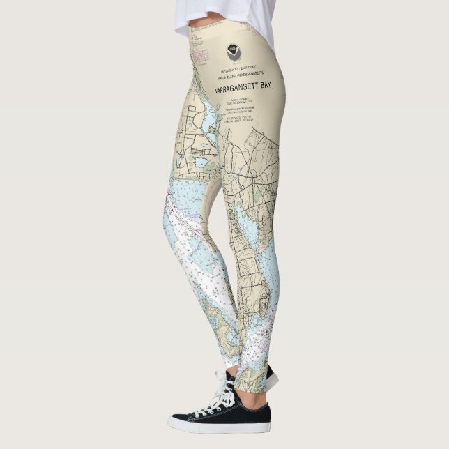 Leggings Carte marine de la baie Narragansett 13221 (Gauche)