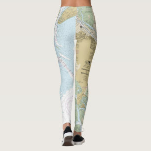 Leggings Carte marine de la rivière Savannah et du détroit