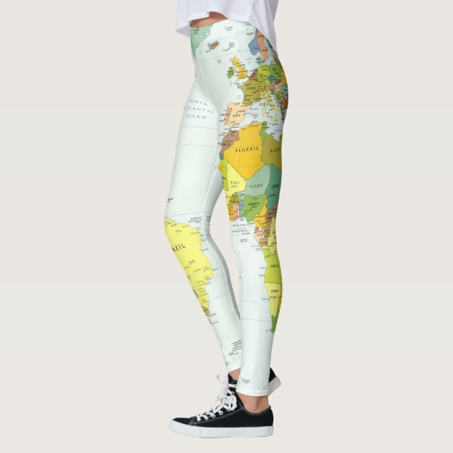 Leggings Carte mondiale Globe Pays Atlas (Gauche)