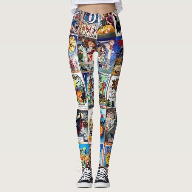 Leggings Carte postale de cru de Halloween (Devant)