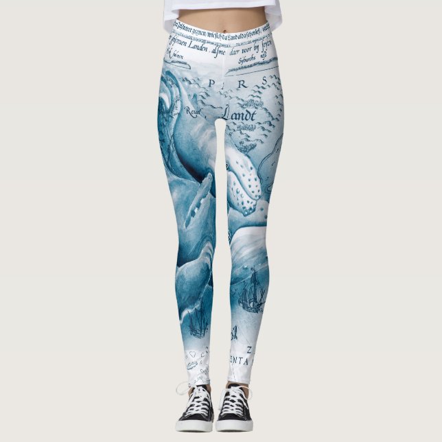 Leggings Carte Vintage Bleue de Humback (Devant)