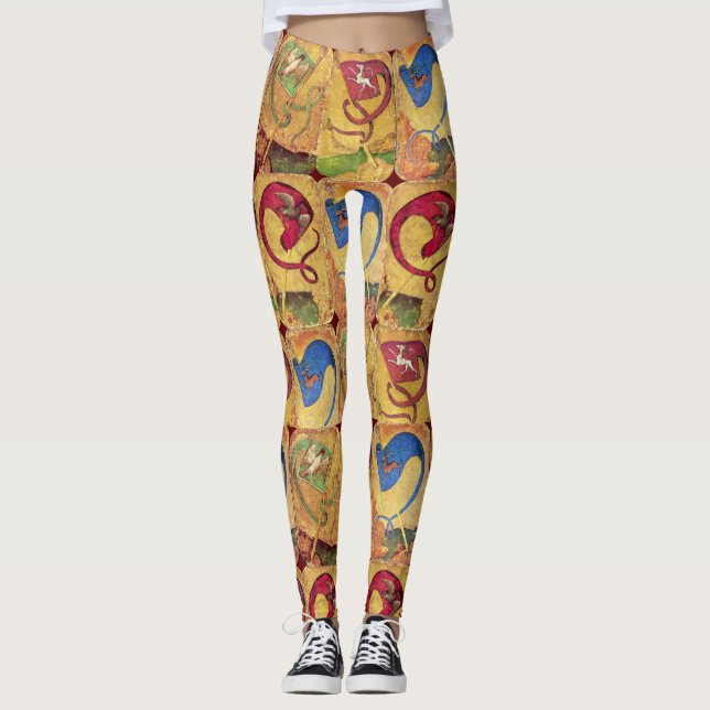 Leggings Cartes de cour allemandes drapeaux /Chiens, Cerfs, (Devant)