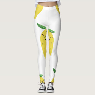 Leggings Carton au citron mignon : Vintage sans couture