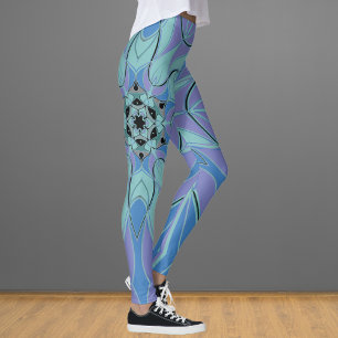 Leggings Carton Mandala Flower bleu et violet