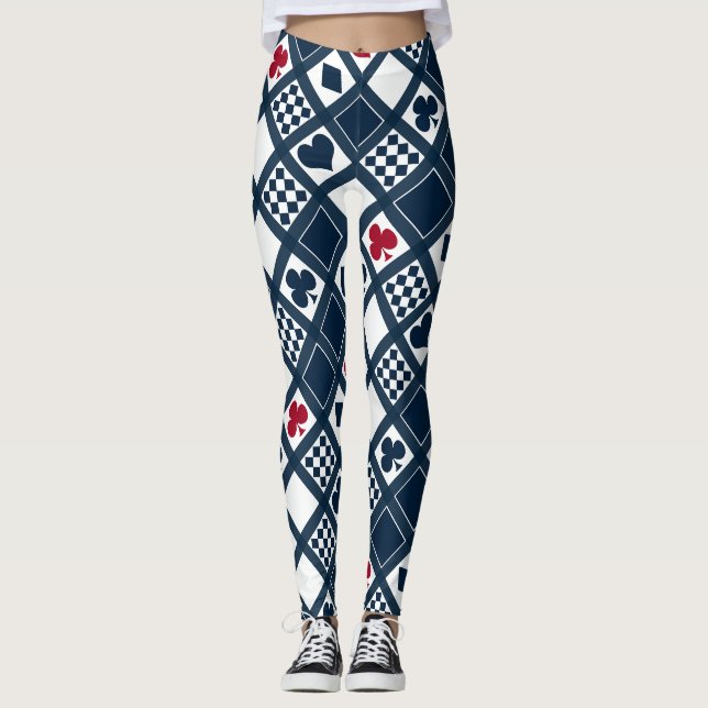 Leggings Casino jouer aux cartes costume coeur croix clubs  (Devant)