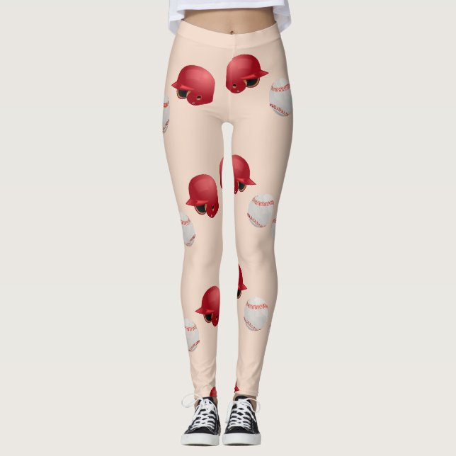 Leggings Casque et balles de baseball sur (Devant)