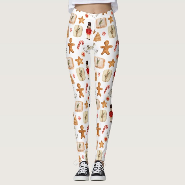 Leggings Casse-noisette Festif de Noël Cookie Candycane (Devant)