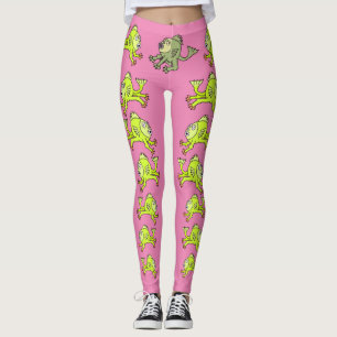 LEGGINGS CATFISH DE CARTOON CUIT, ROSE, VERT,