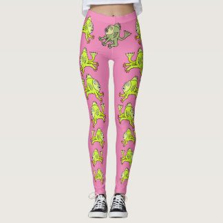 LEGGINGS CATFISH DE CARTOON CUIT, ROSE, VERT,