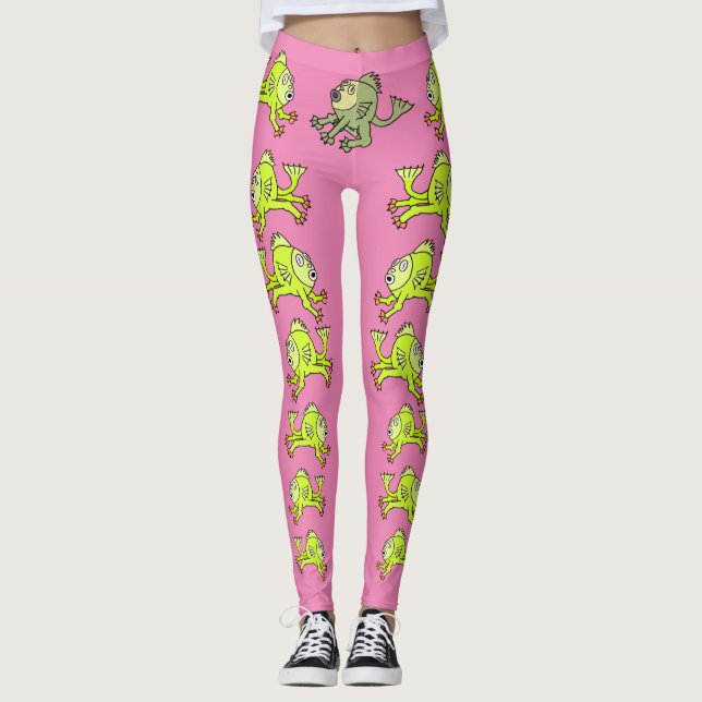 LEGGINGS CATFISH DE CARTOON CUIT, ROSE, VERT, (Devant)