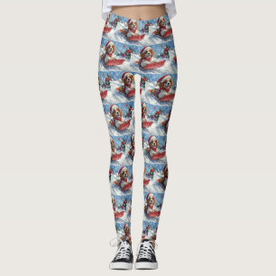 Leggings Cavalier King Charles Spaniel Chien Luge Noël