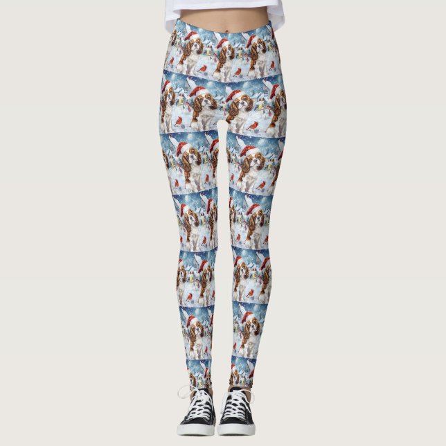 Leggings Cavalier King Winter Wonderland Noël Joie (Devant)