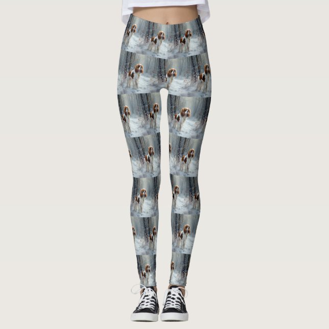 Leggings Cavalier Roi Laisser Neige Noël Brossé (Devant)