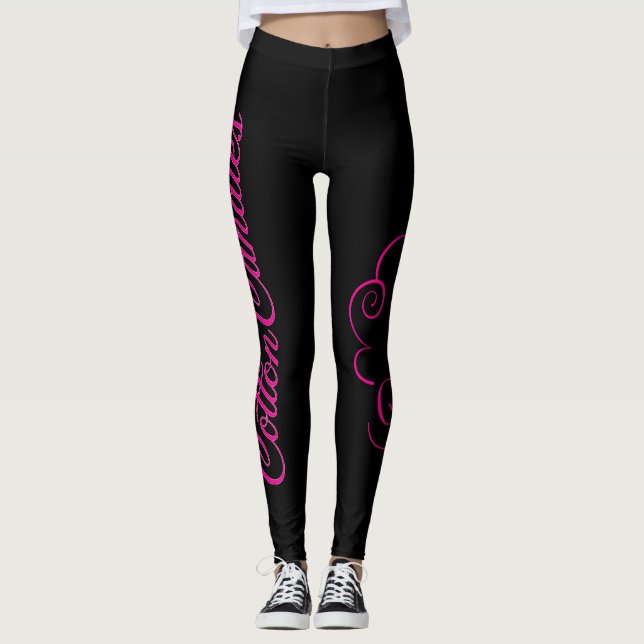 Leggings Cc de textes de guêtres et logo de graphique, noir (Devant)