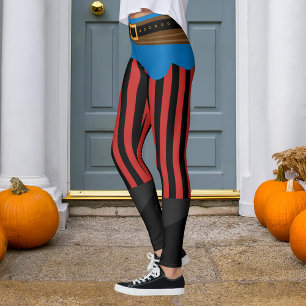Leggings Ceinture de pirate rouge noir en bande verticale H