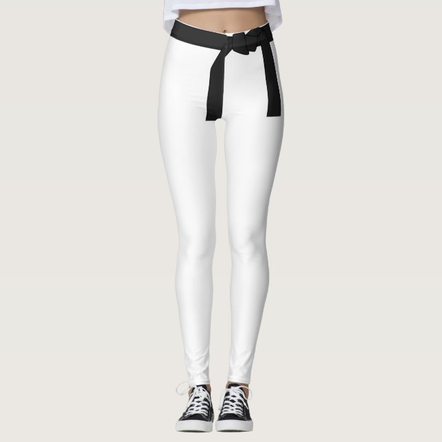 Leggings Ceinture noire karaté arts martiaux blanc (Devant)