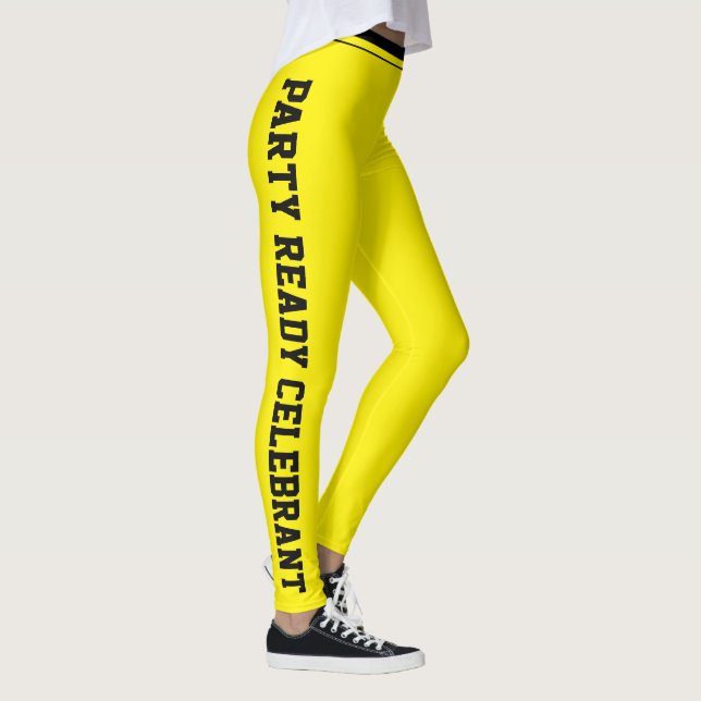 Leggings Célébration personnalisée Monogramme jaune noir An (Droite)