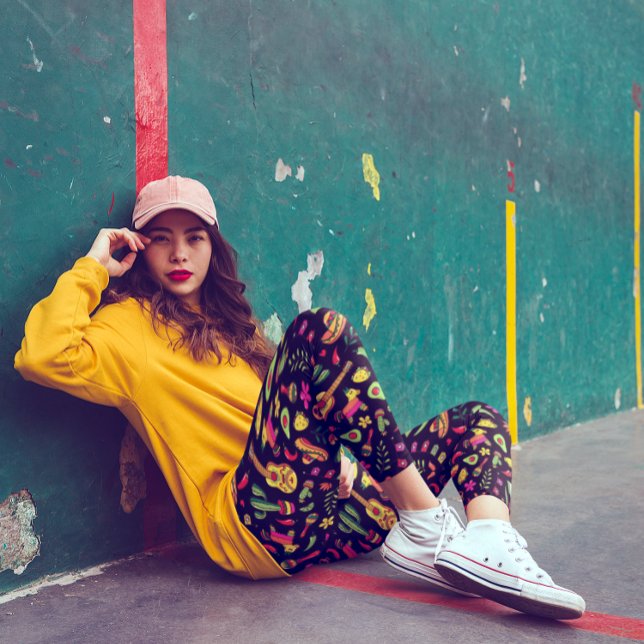 Leggings Célébrer le Cinco de Mayo Vibrant Noir (Créateur téléchargé)