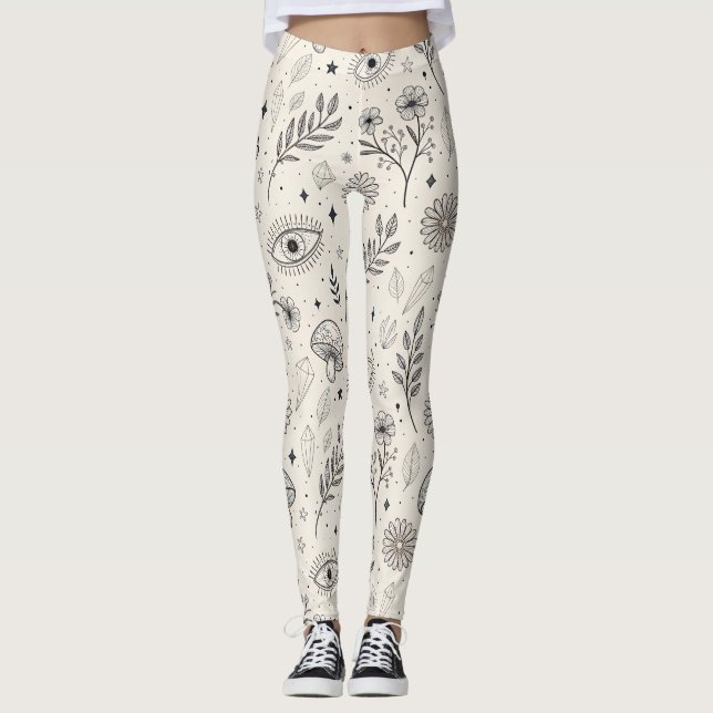 Leggings Celestial Botanical Pattern (3) (Devant)