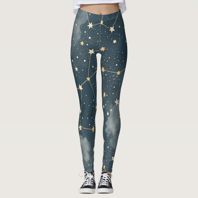 Leggings Celestial Constellation Star Pattern (4) (Devant)