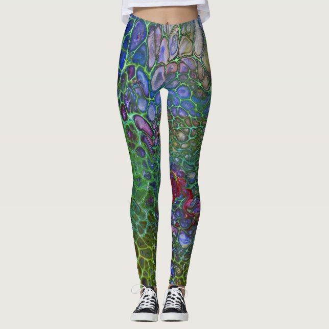 Leggings Cellules psychédéliques leggements sombre (Devant)