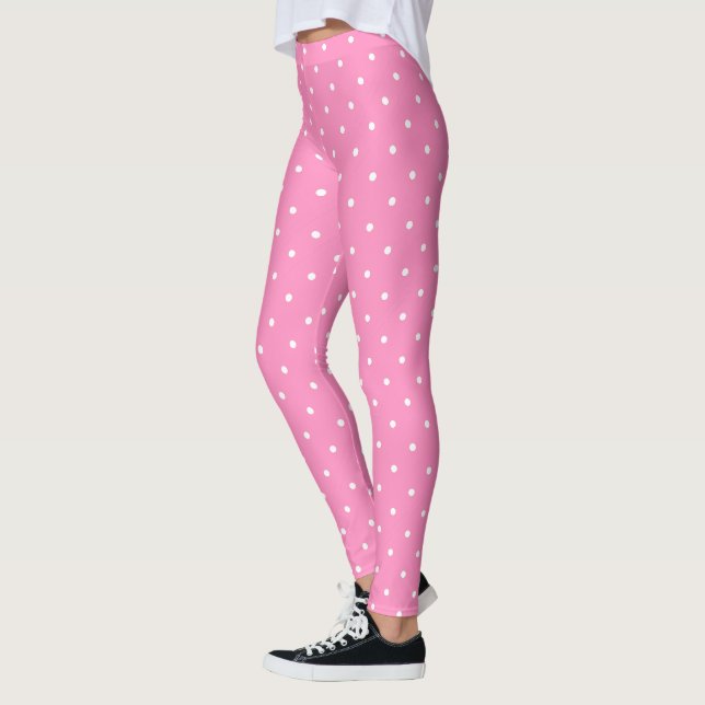 Leggings Cercles blancs chauds et roses modernes Points élé (Gauche)