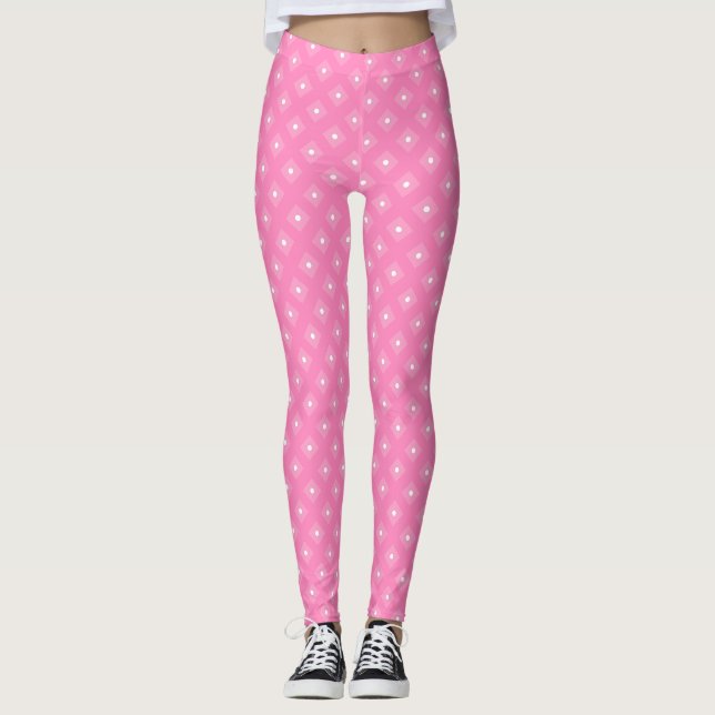 Leggings Cercles blancs modernes Hot Rose tendance Points é (Devant)