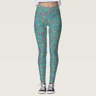Leggings Cercles colorés Abstraits Modernes Sur Turquoise