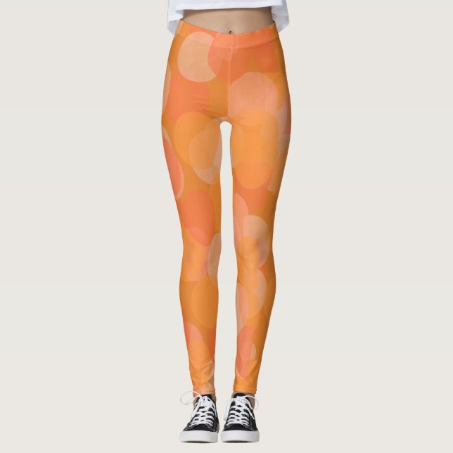 Leggings Cercles d'aquarelle d'automne orange moderne Hallo (Devant)