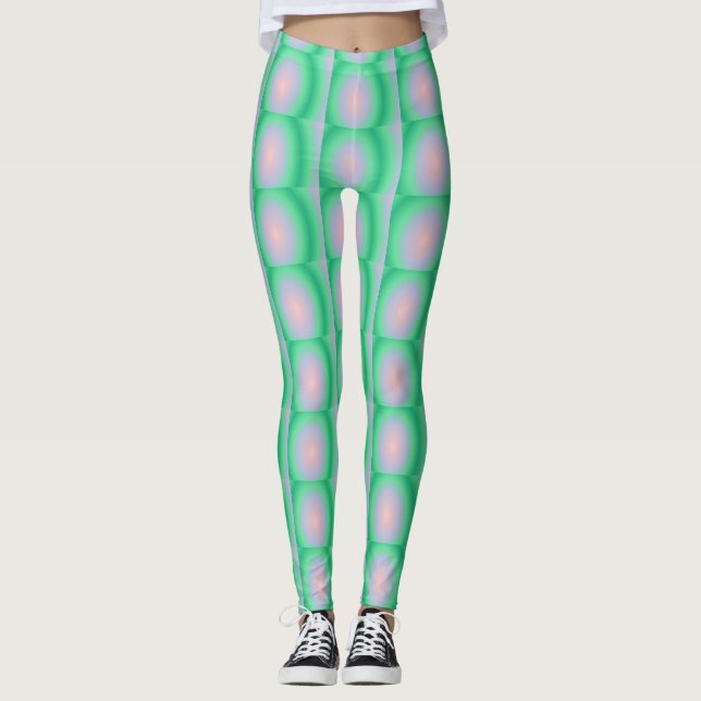 Leggings Cercles gras verts et roses (Devant)